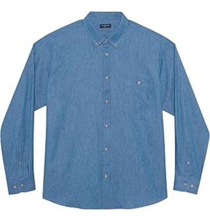 Double Pump Big and Tall Denim Shirt for Men Long Sleeve Button Down Shirts Mens Work Shirts from XXL(T) to 6XL(T)